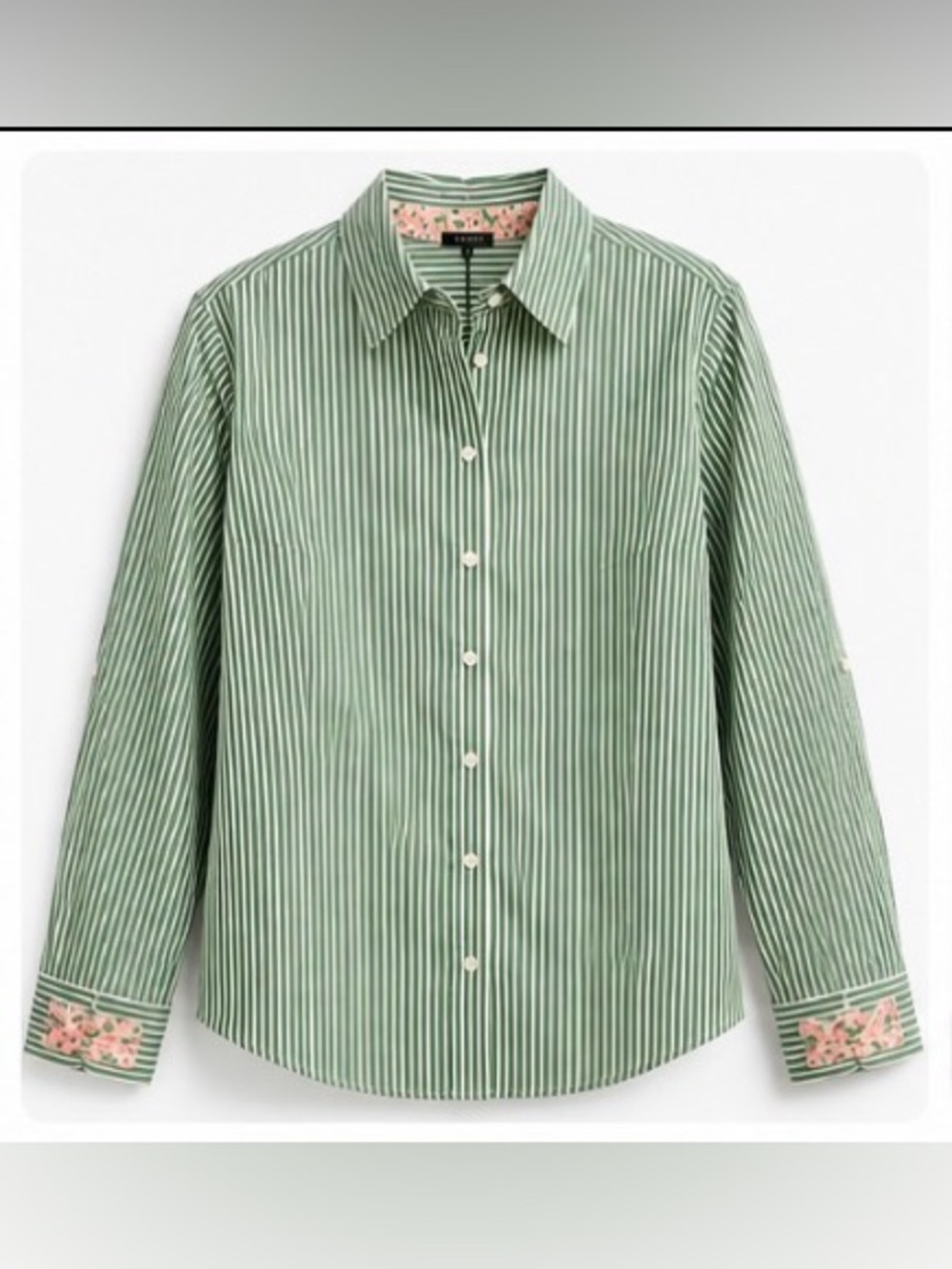 NWT Talbots Green & White Striped Button Down Shirt Size 16